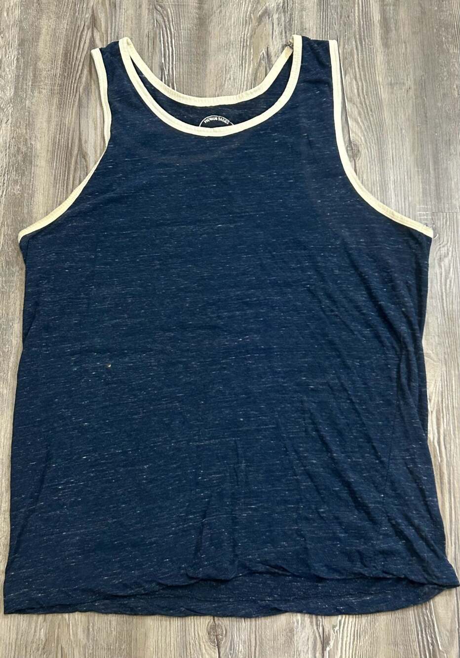 Dikotomy Premium Basics Space Dye Ringer Tank Top in Navy Blue